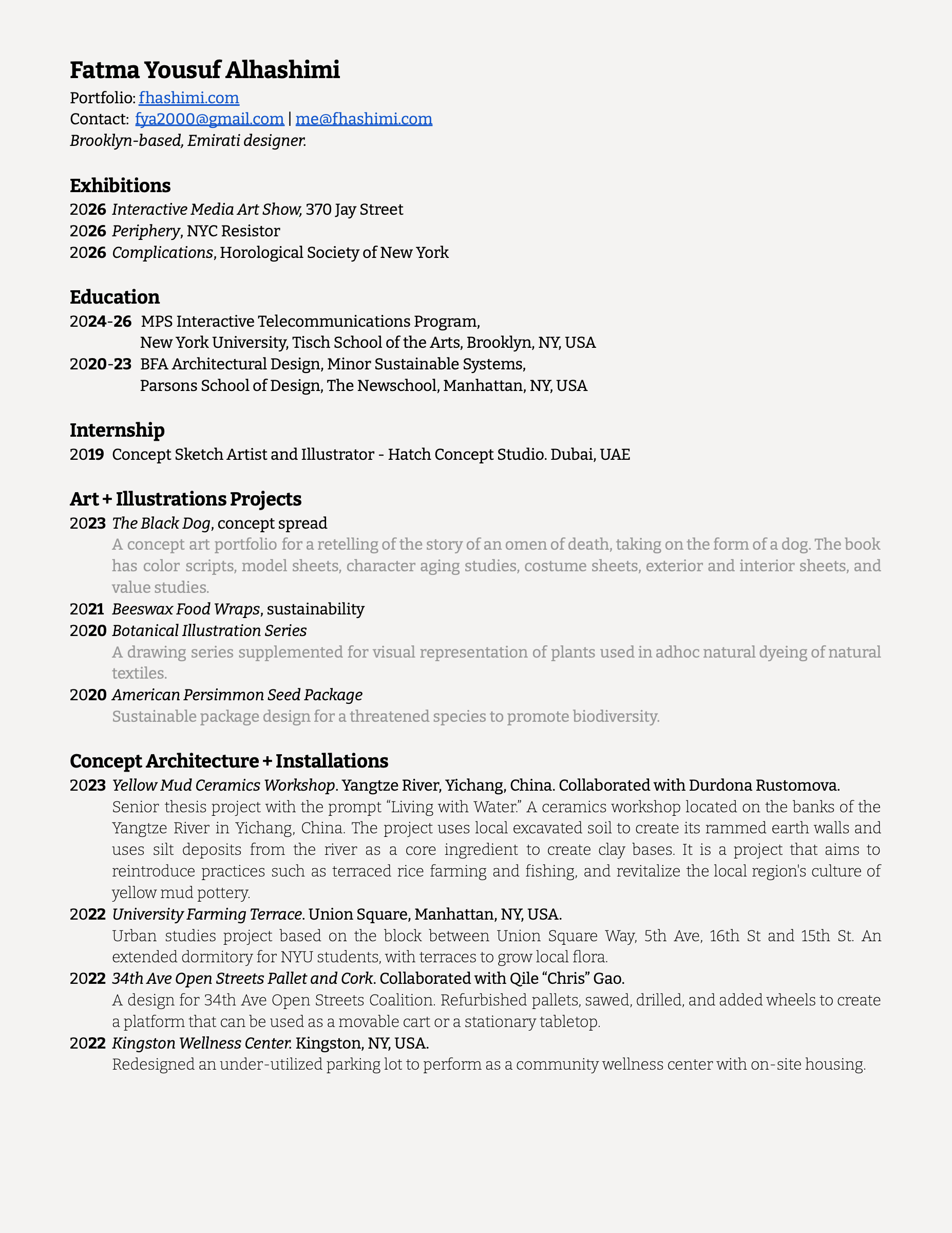 Page 1 of the Artist Resume PDF